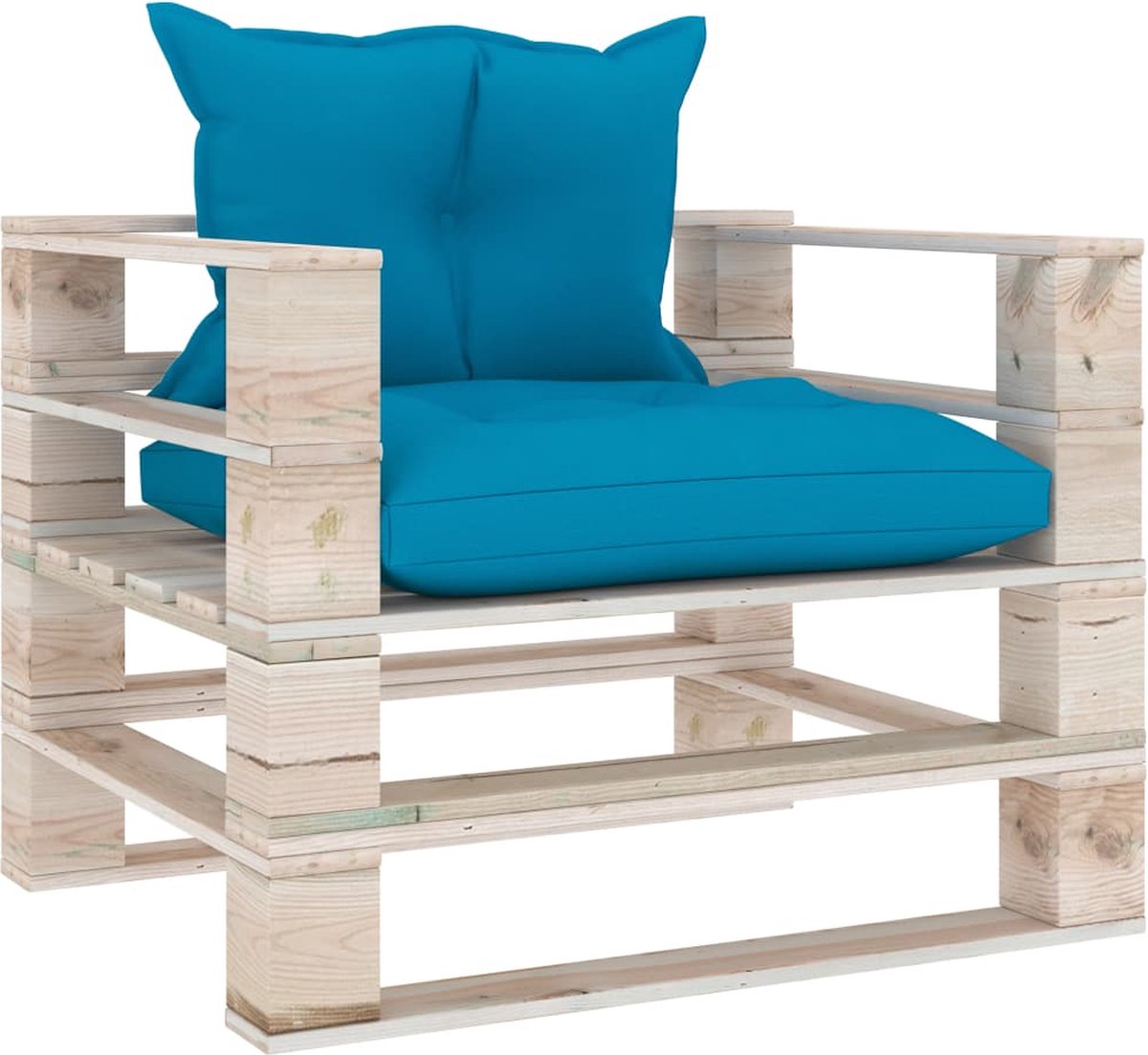 Vidaxl Tuinbank Mete Kussens Pallet Grenenhout - Blauw