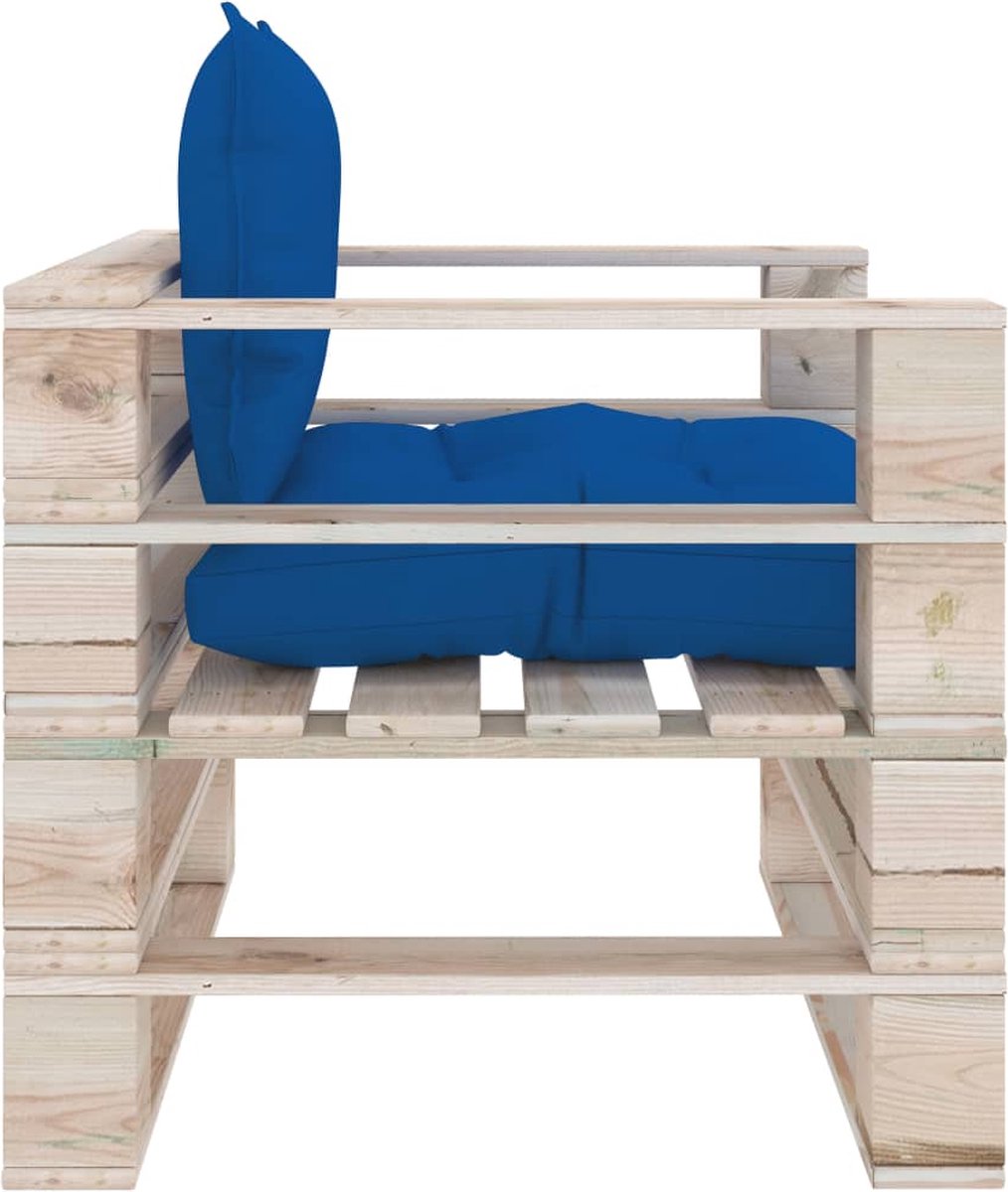 Vidaxl Tuinbank Met Koningse Kussens Pallet Grenenhout - Blauw
