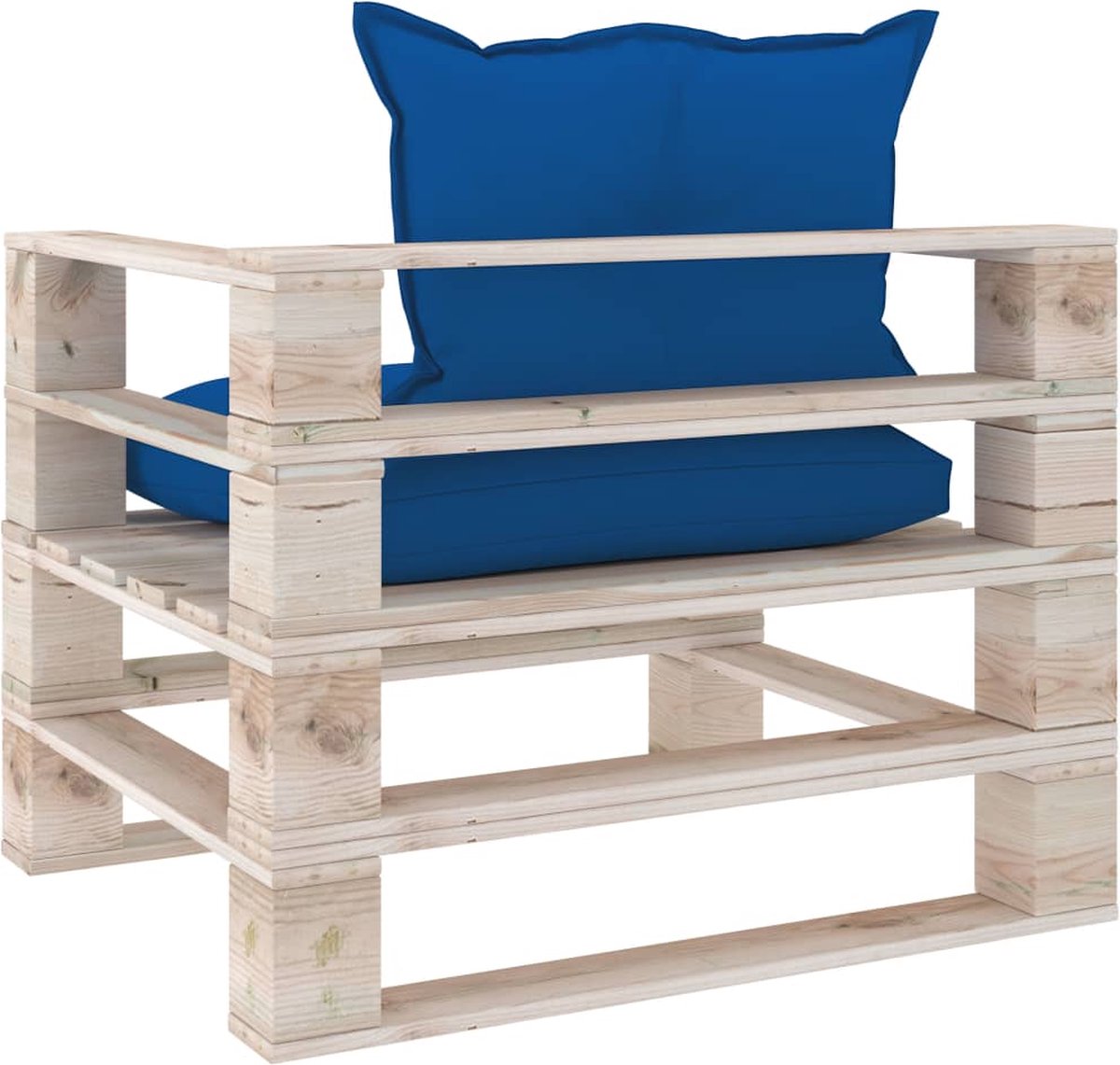 Vidaxl Tuinbank Met Koningse Kussens Pallet Grenenhout - Blauw