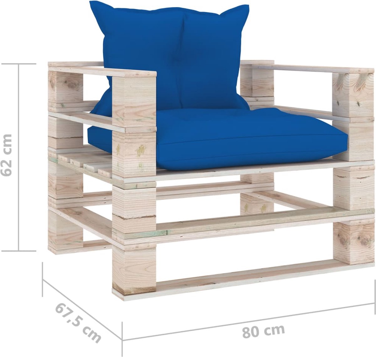Vidaxl Tuinbank Met Koningse Kussens Pallet Grenenhout - Blauw
