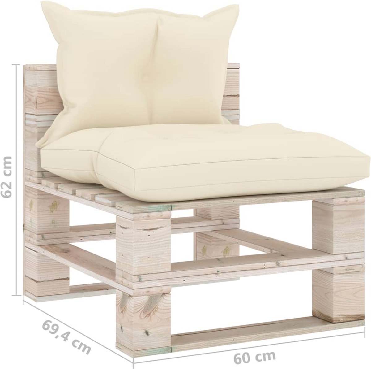 Vidaxl Tuinmiddenbank Met Kussens Pallet Grenenhout - Bruin