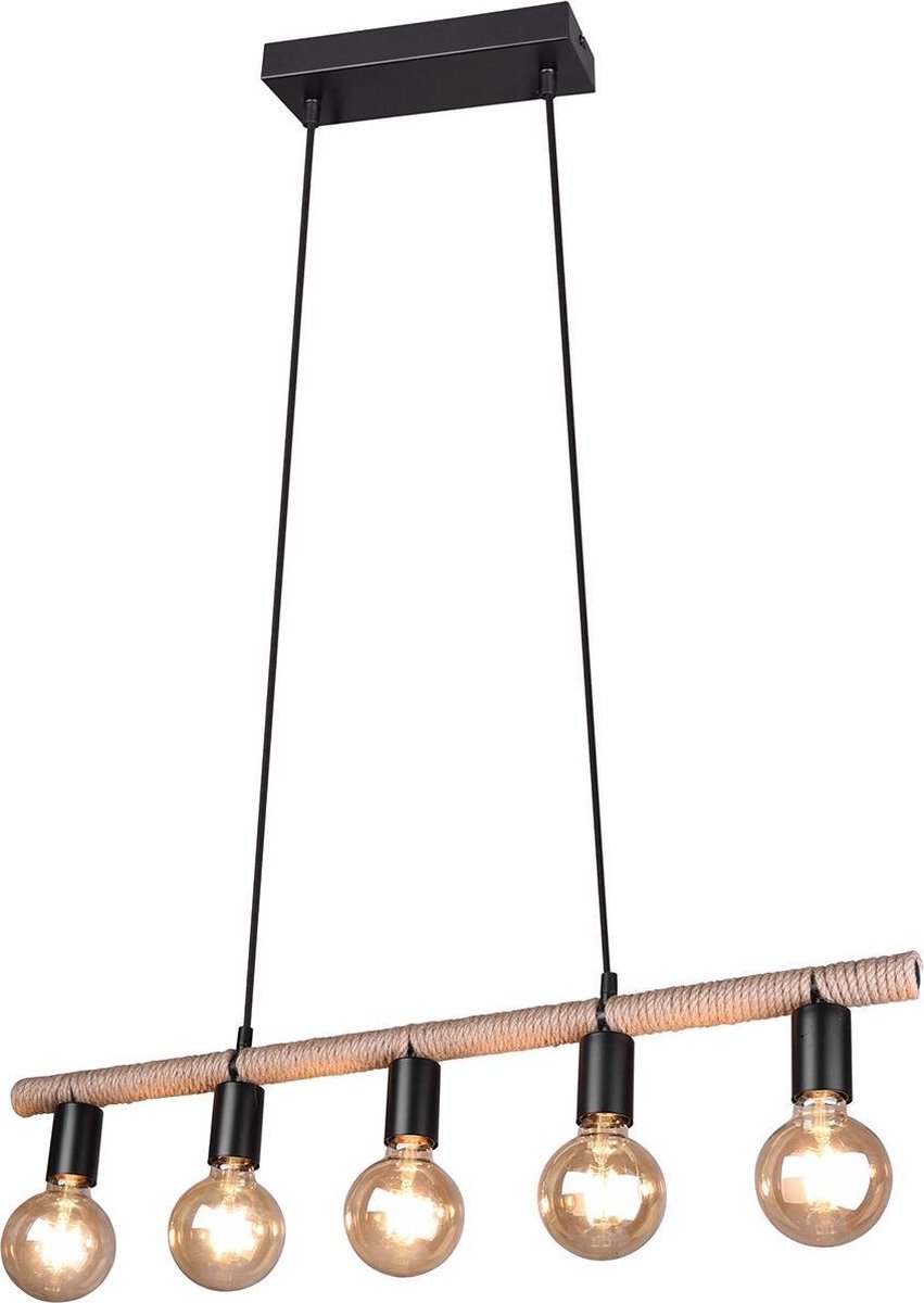 BES LED Led Hanglamp - Trion Ranin - E27 Fitting - Rechthoek - Mat - Aluminium - Zwart