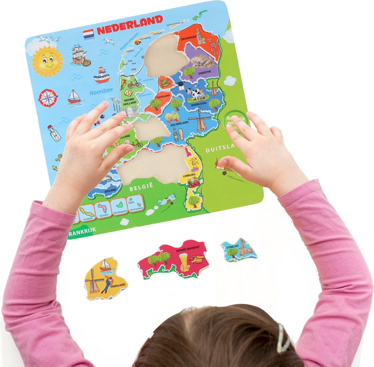 Marionette Puzzel Nederland - Houten Puzzel - Landkaart Nederland - 13 Stukken - Hout