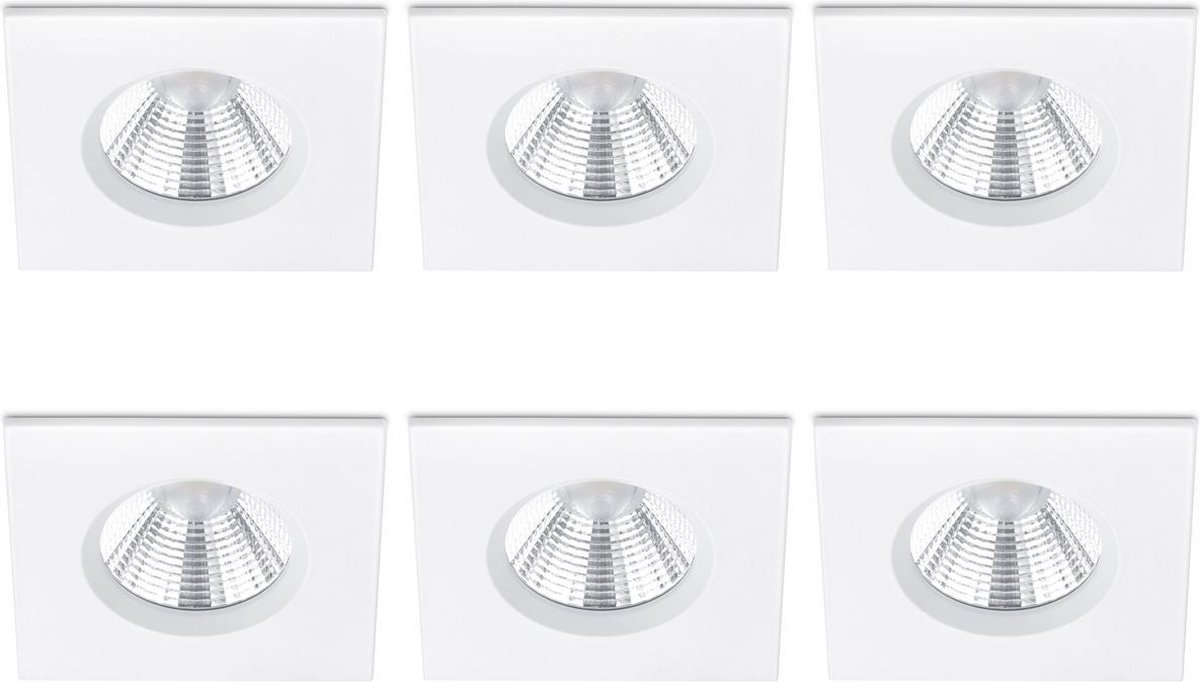 BES LED Led Spot 6 Pack - Inbouwspot - Trion Zagrona - 5w - Waterdicht Ip65 - Dimbaar - Warm 3000k - Mat - Aluminium - - Wit