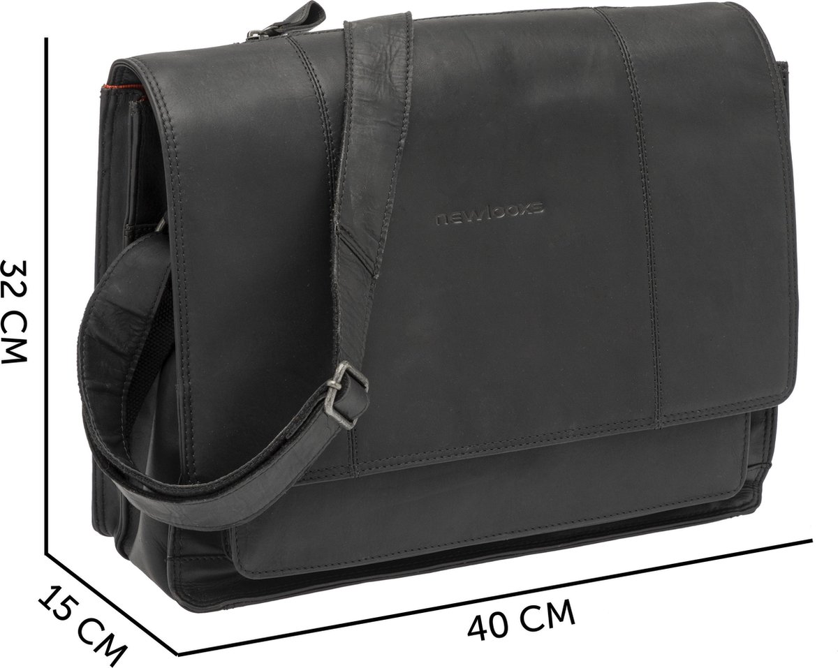 New Looxs Fietstas Laptop Fellini 40 X 32 Cm 18 Liter Leer - Zwart