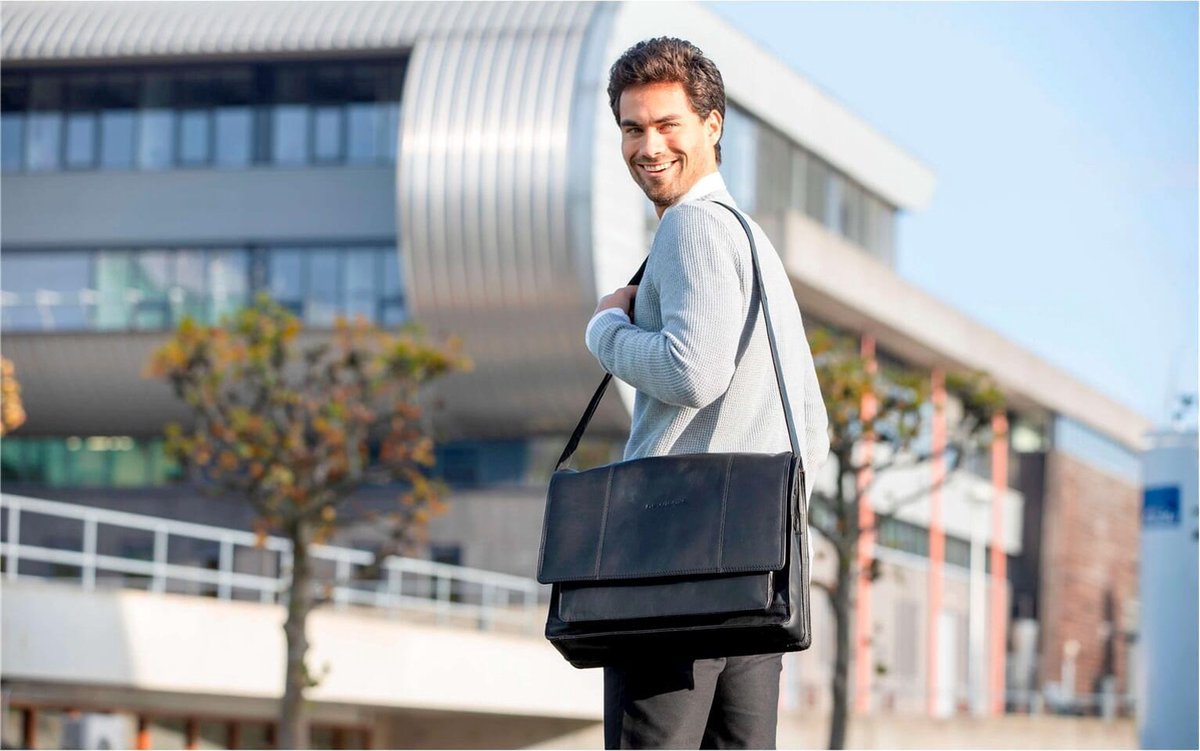 New Looxs Fietstas Laptop Fellini 40 X 32 Cm 18 Liter Leer - Zwart