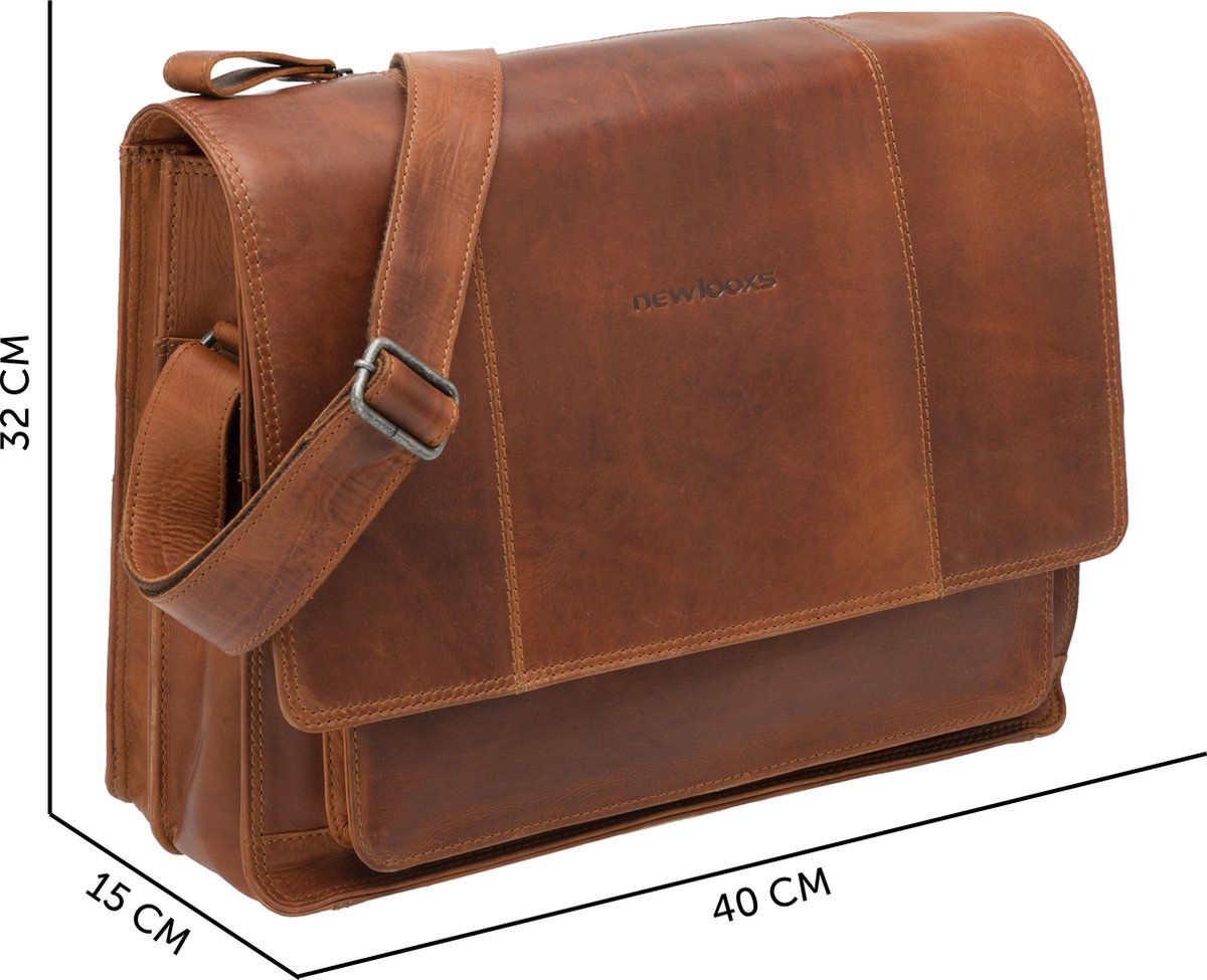 New Looxs Fietstas Laptop Fellini 40 X 32 Cm 18 Liter Leer - Bruin