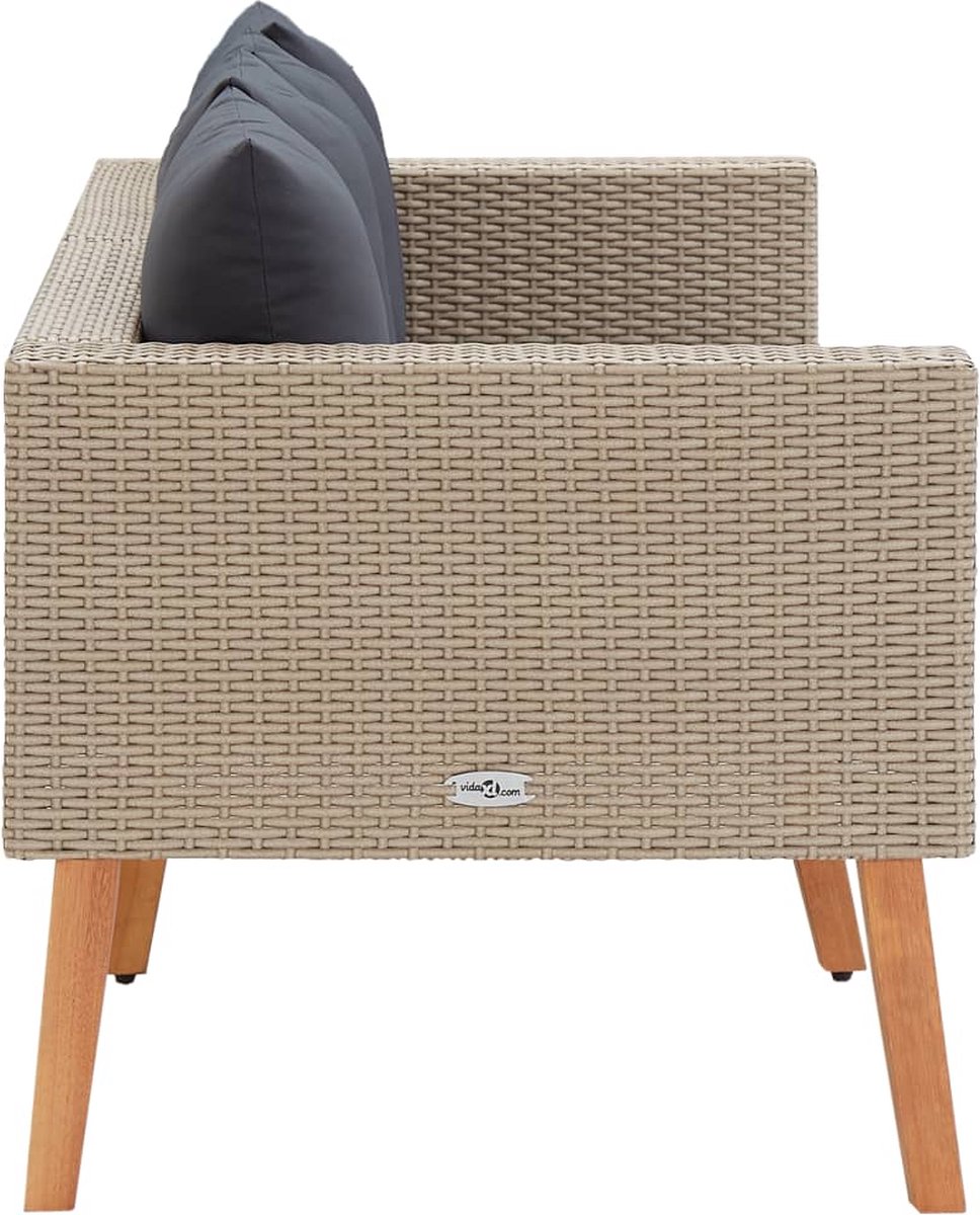 Vidaxl Tuinbank Tweezits Met Kussens Poly Rattan - Beige