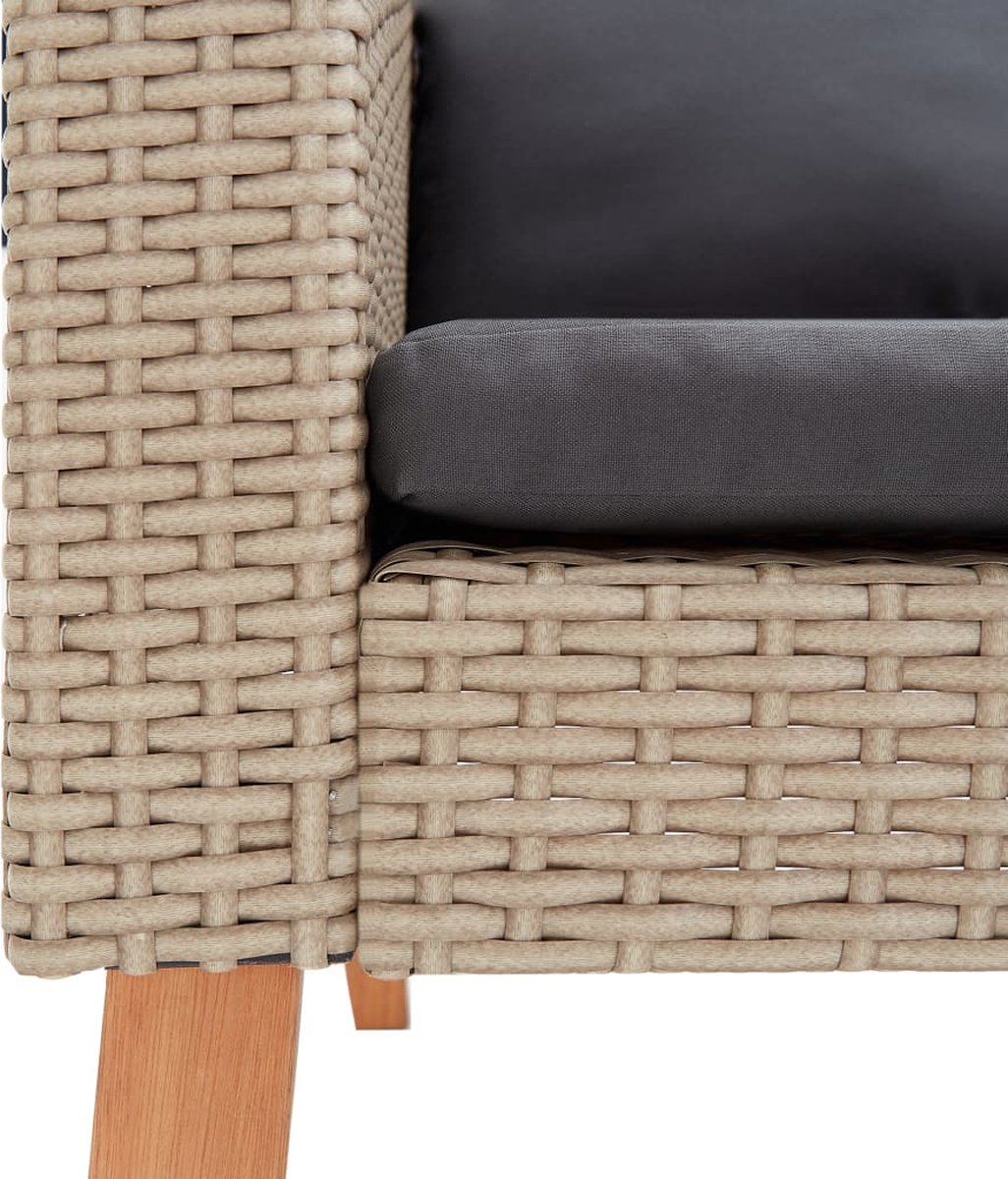 Vidaxl Tuinbank Tweezits Met Kussens Poly Rattan - Beige