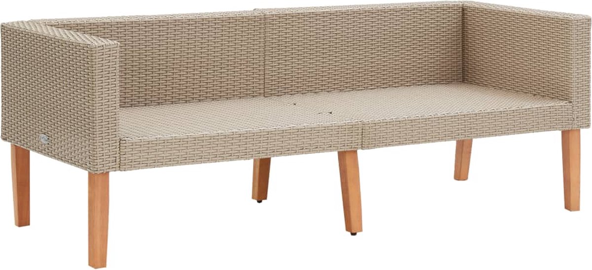 Vidaxl Tuinbank Tweezits Met Kussens Poly Rattan - Beige