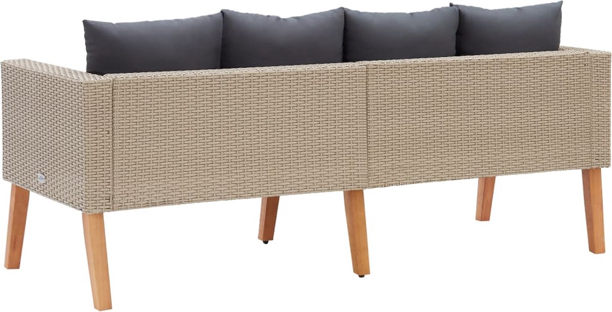 Vidaxl Tuinbank Tweezits Met Kussens Poly Rattan - Beige