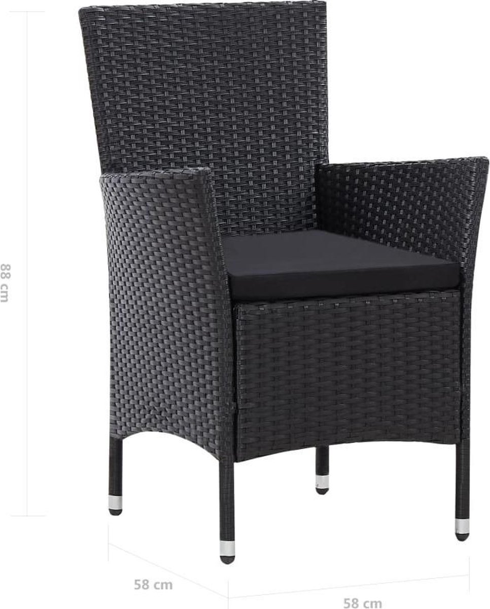 Vidaxl 9-delige Tuinset Poly Rattan - Zwart