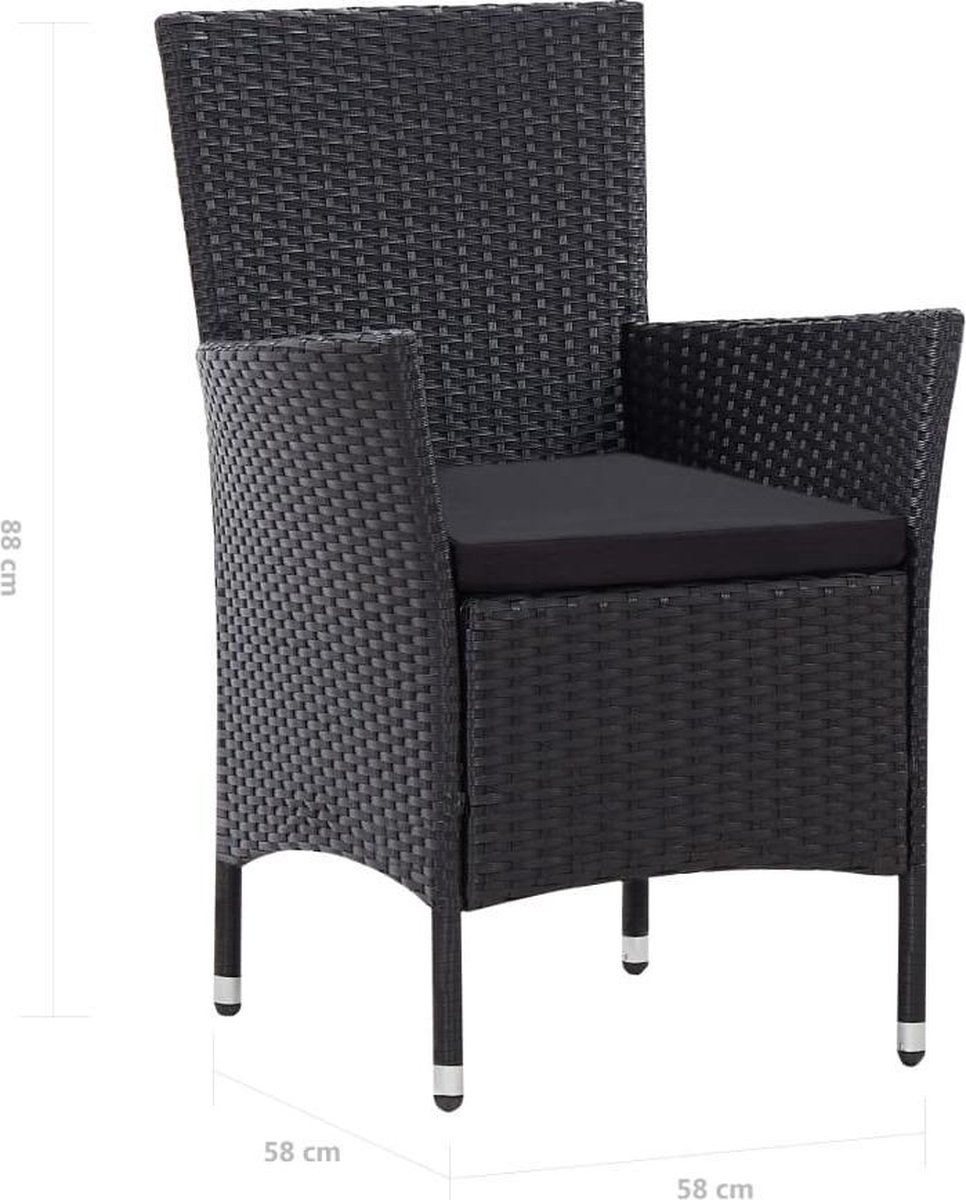 Vidaxl 7-delige Tuinset Poly Rattan - Zwart