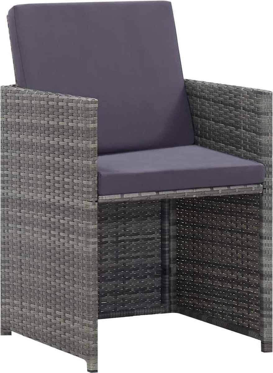 Vidaxl 9-delige Tuinset Met Kussens Poly Rattan Antraciet - Grijs