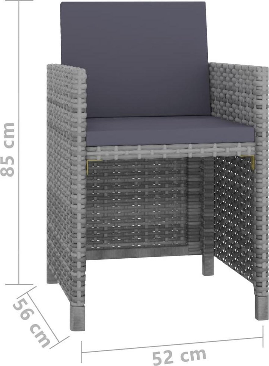 Vidaxl 9-delige Tuinset Met Kussens Poly Rattan Antraciet - Grijs