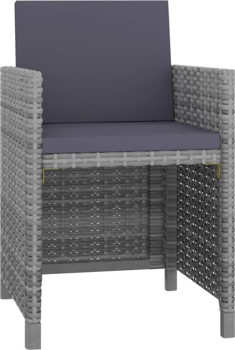 Vidaxl 9-delige Tuinset Met Kussens Poly Rattan Antraciet - Grijs