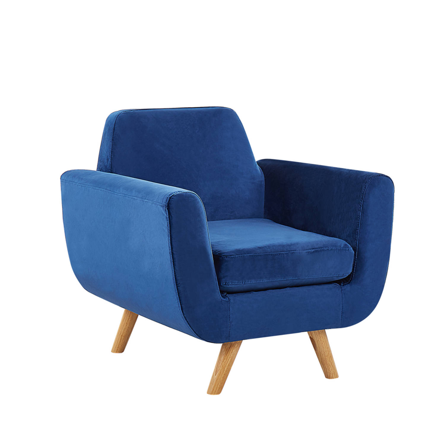 Beliani Bernes Fauteuil Fluweel 77 X 80 Cm - Blauw