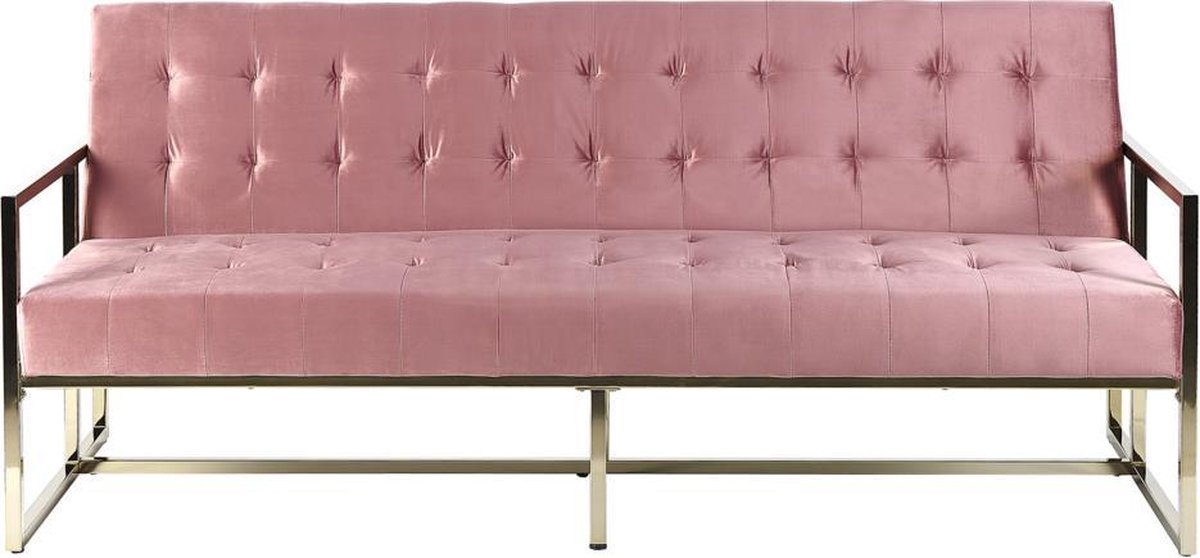 Beliani Marstal Slaapbank Fluweel 78 X 187 Cm - Rosa