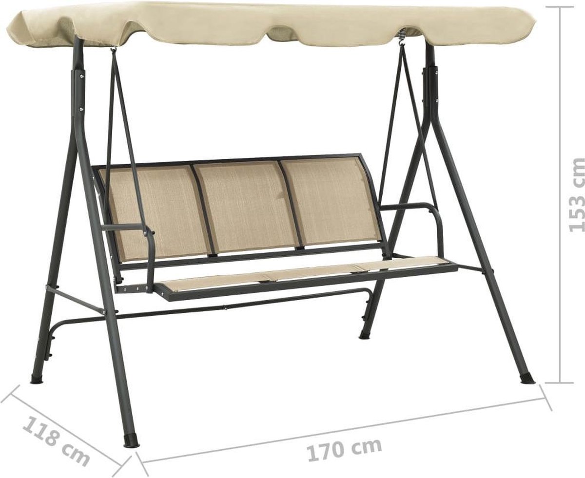 Vidaxl Schommelbank Met Luifel Antraciet En Zandkleurig