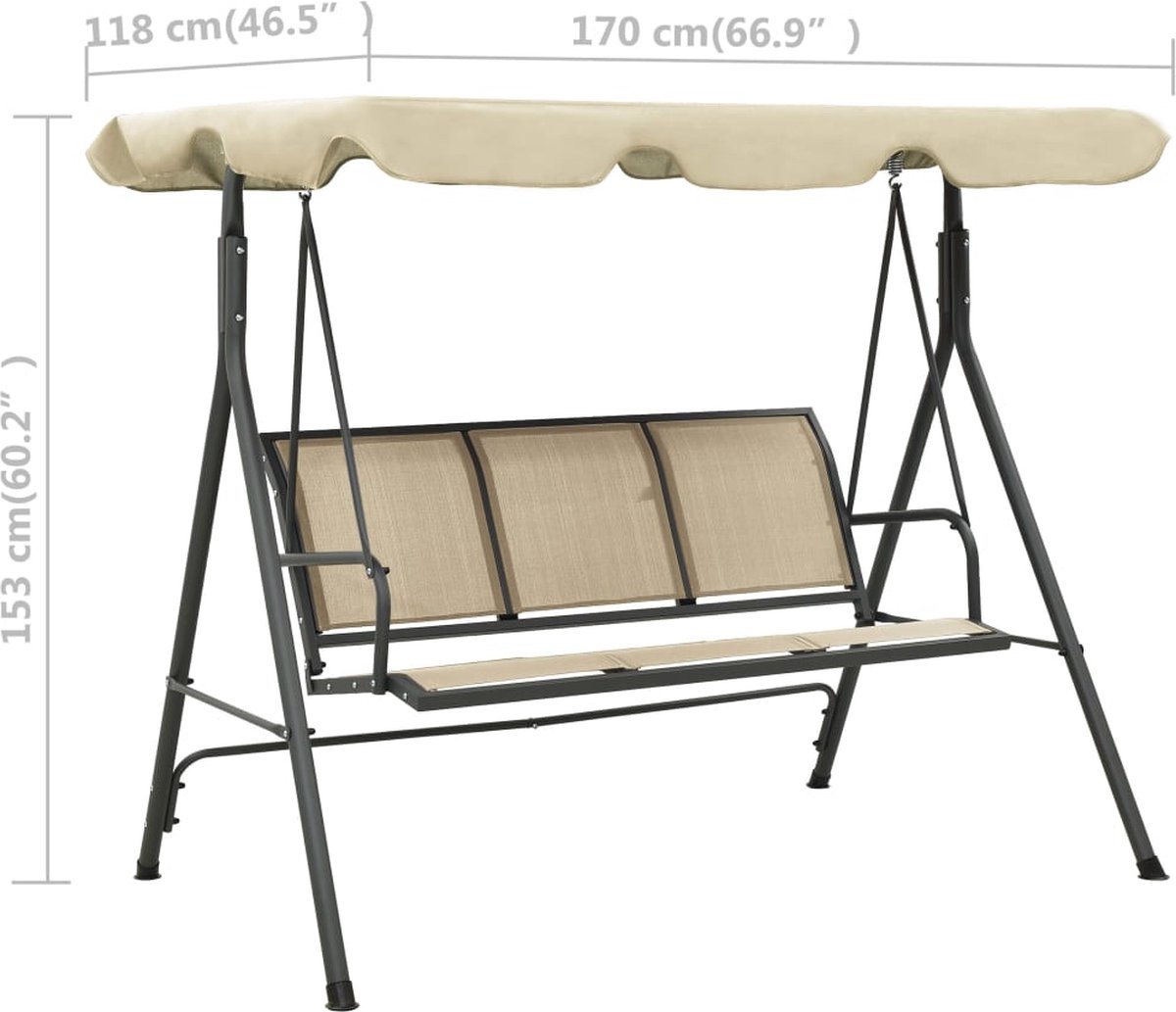 Vidaxl Schommelbank Met Luifel Antraciet En Zandkleurig