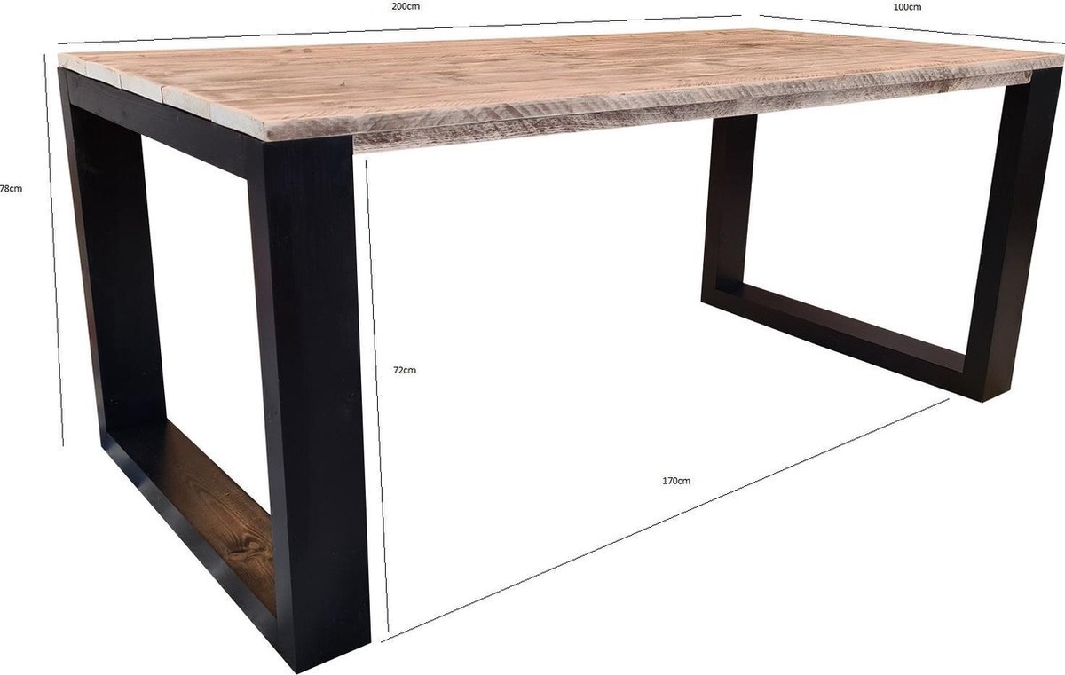 Wood4you - Eettafel New Orleans - Steigerhout 200lx78hx96d Cm - Bruin