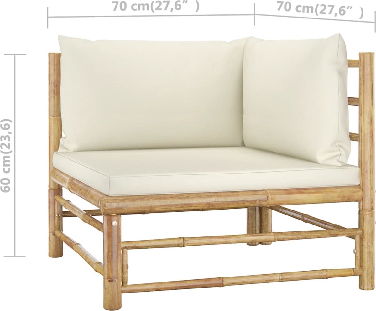 Vidaxl 4-delige Loungeset Met Crèmewitte Kussens Bamboe - Bruin