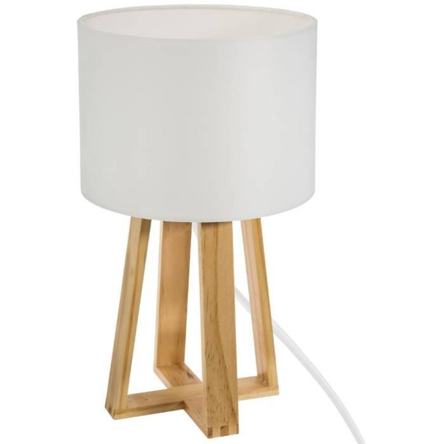 Houten Vloerlamp - H. 34,5 Cm - - Blanco