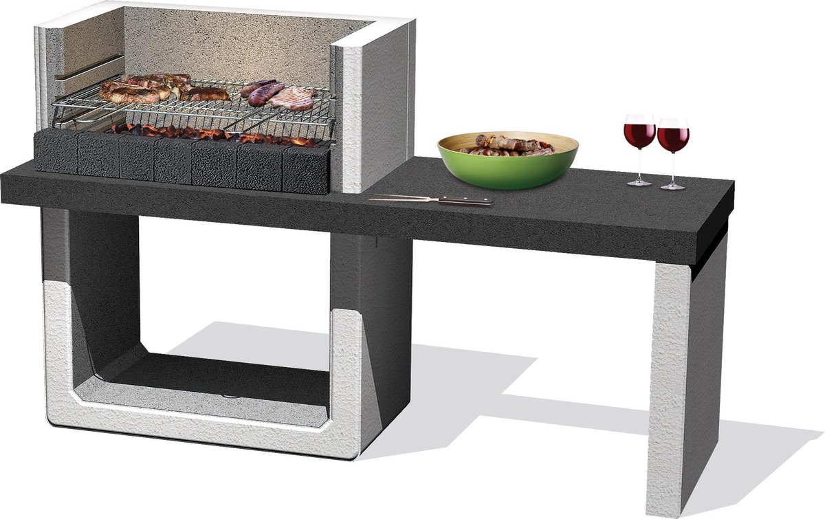Sarom Fuoco - Betonnen Barbecue - Porto New - 160 X 51,5 X 96,8 Cm - Grijs