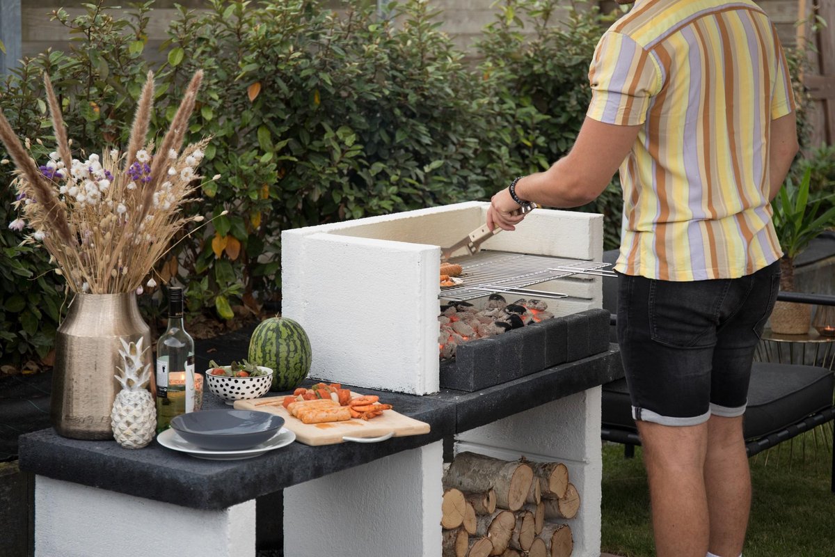 Sarom Fuoco - Betonnen Barbecue - Porto New - 160 X 51,5 X 96,8 Cm - Grijs