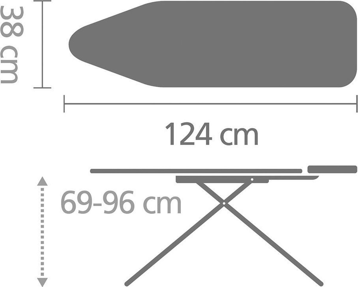 Brabantia Strijkplank B, 124x38 Cm Cotton Flower Met Strijkijzerhouder - White - Blauw