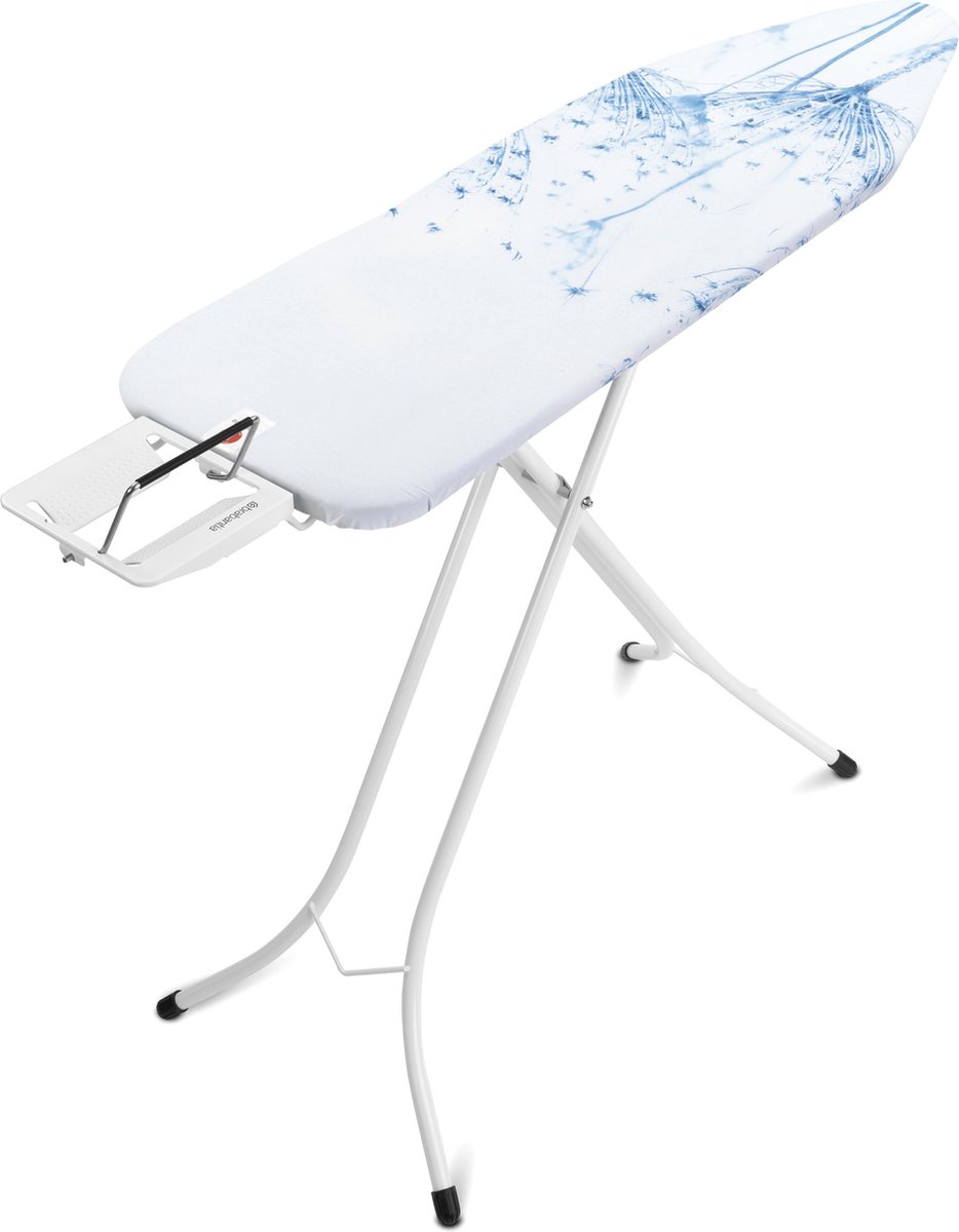 Brabantia Strijkplank B, 124x38 Cm Cotton Flower Met Strijkijzerhouder - White - Blauw