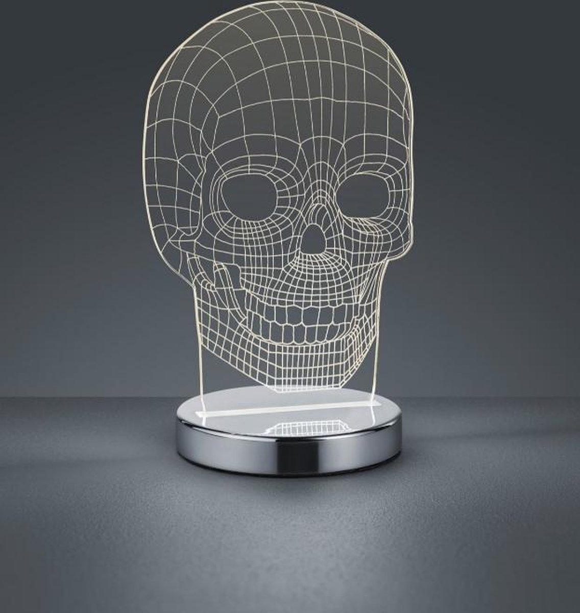 Reality Tafellamp Skull 3d 21 Cm Staal/acryl Transparant