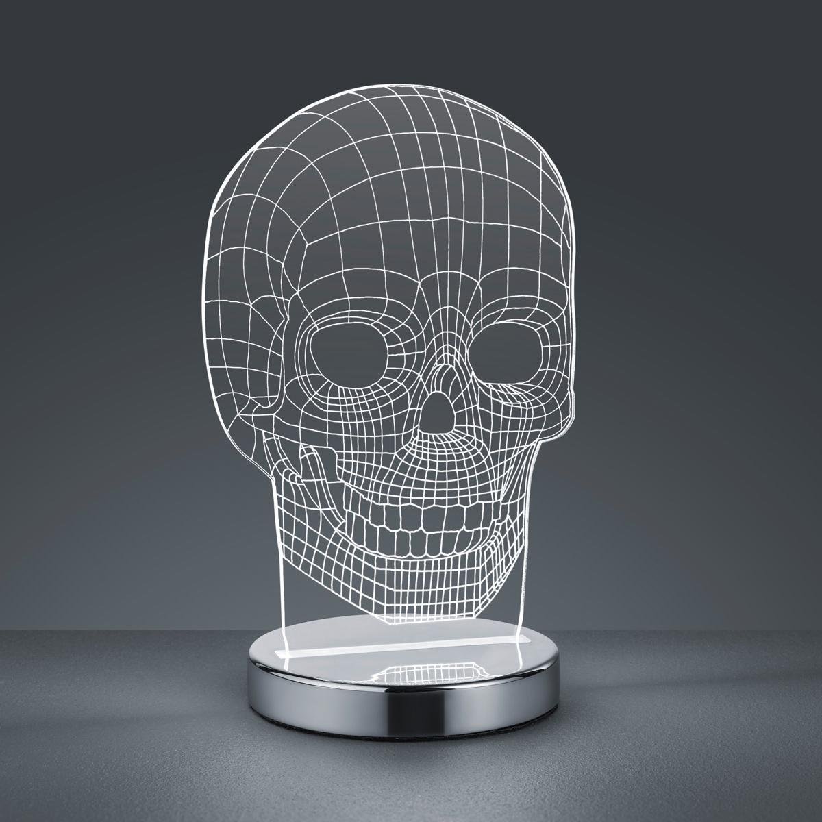 Reality Tafellamp Skull 3d 21 Cm Staal/acryl Transparant