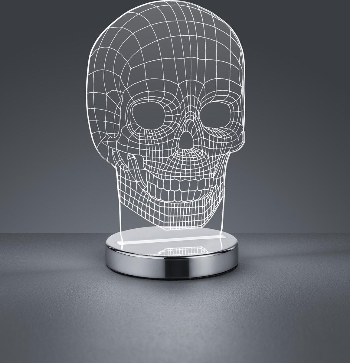 Reality Tafellamp Skull 3d 21 Cm Staal/acryl Transparant