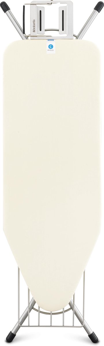 Brabantia Strijkplank C, 124x45 Cm Ecru Met Rvs Strijkijzerhouder En Linnenrek - Brilliant - Beige