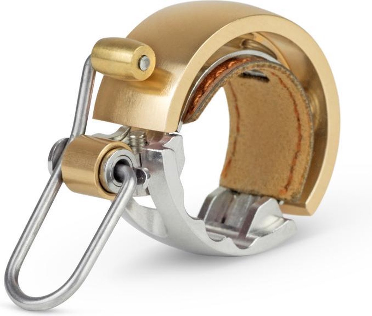 Knog Fietsbel Oi Luxe 1,5 Cm Aluminium/leer Zilver/koper Maat S - Goud