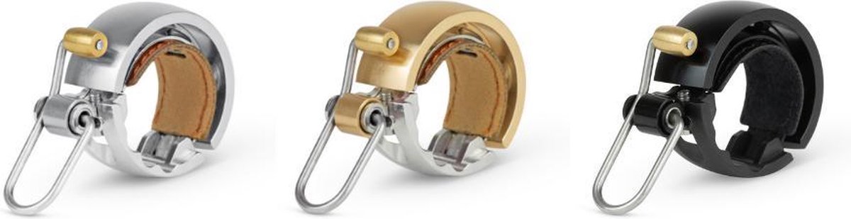 Knog Fietsbel Oi Luxe 1,5 Cm Aluminium/leer Zilver/koper Maat S - Goud