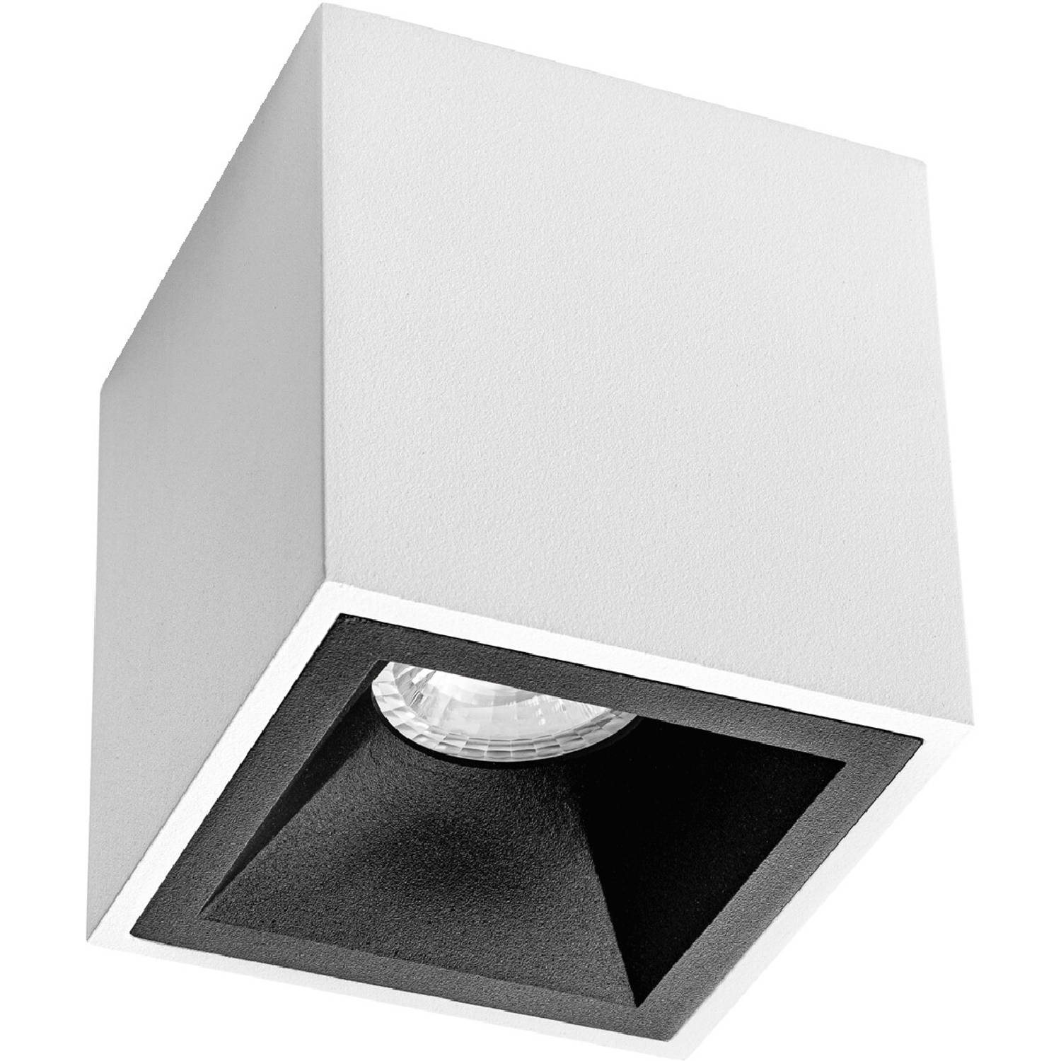 BES LED Opbouwspot Gu10 - Pragmi Cliron Pro - Opbouw Vierkant - Mat/ - Aluminium - Verdiept - 90mm - Zwart