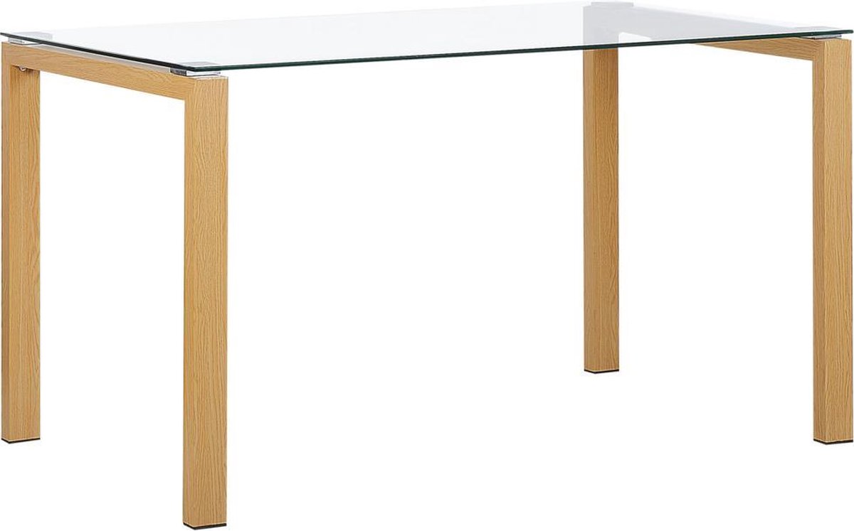 Beliani Tavira Eettafel Veiligheidsglas 80 X 130 Cm - Zwart