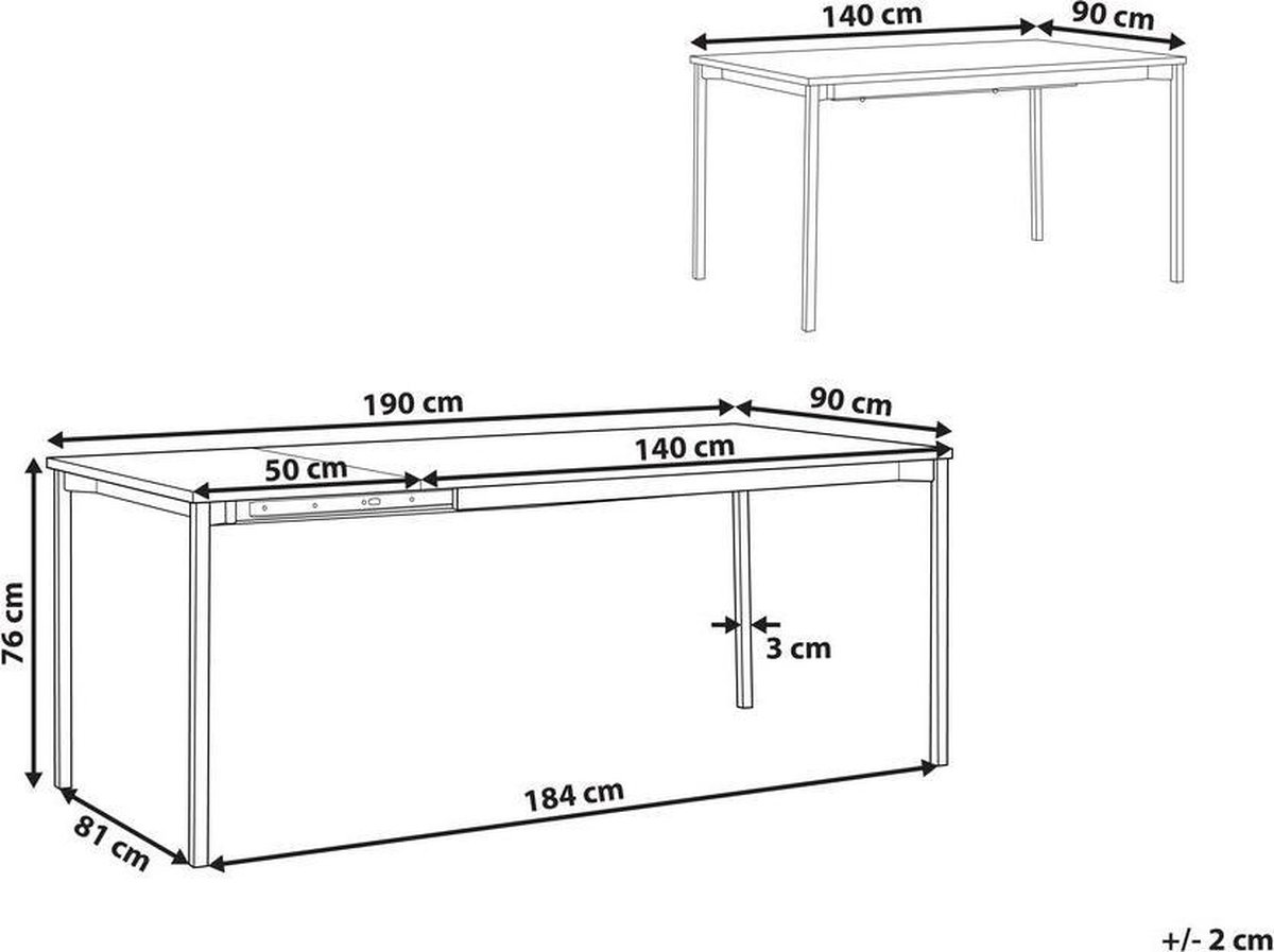 Beliani Avis Eettafel Mdf 90 X 190 Cm - Zwart