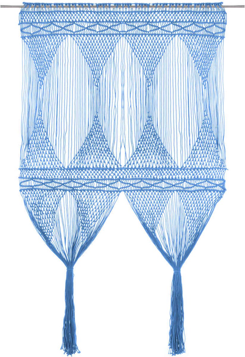 Vidaxl Gordijn Macramé 140x240 Cm Katoen - Blauw