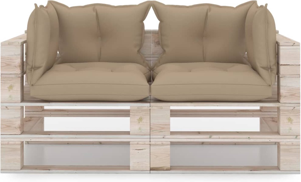 Vidaxl Tuinbank 2-zits Met Kussens Pallet Grenenhout - Beige