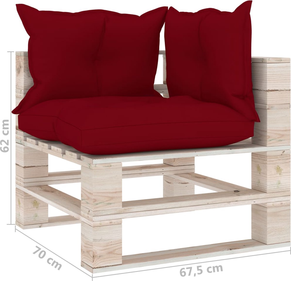 Vidaxl Tuinbank 2-zits Met Kussens Pallet Grenenhout - Rood