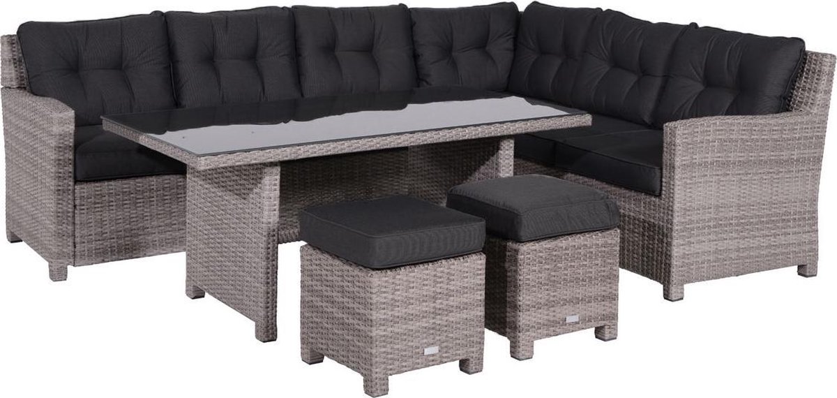 Garden Impressions Jaru Lounge Dining Set Incl. 2 Krukjes Rechts - Grijs