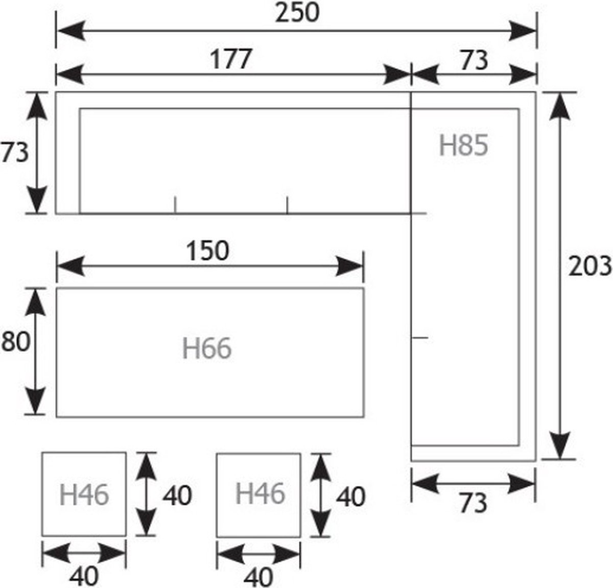 Garden Impressions Jaru Lounge Dining Set Incl. 2 Krukjes Rechts - Bruin