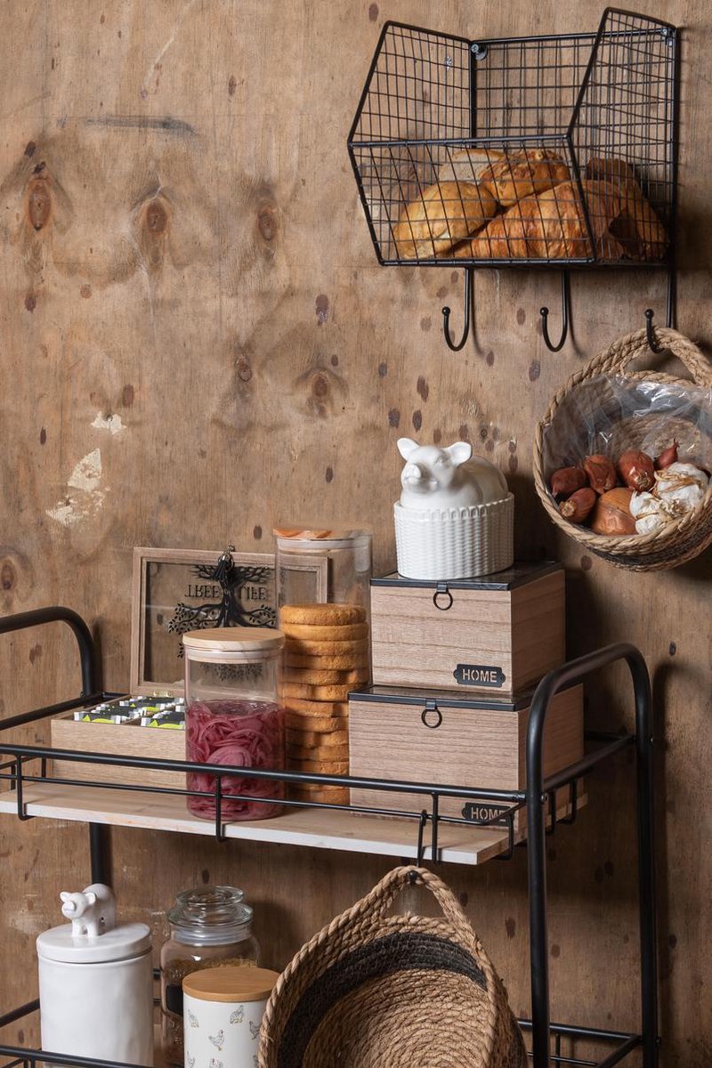 Clayre & Eef Opberg Kistje (2) 18x18x12 / 15x15x11 Cm Hout - 6h1936 - Bruin