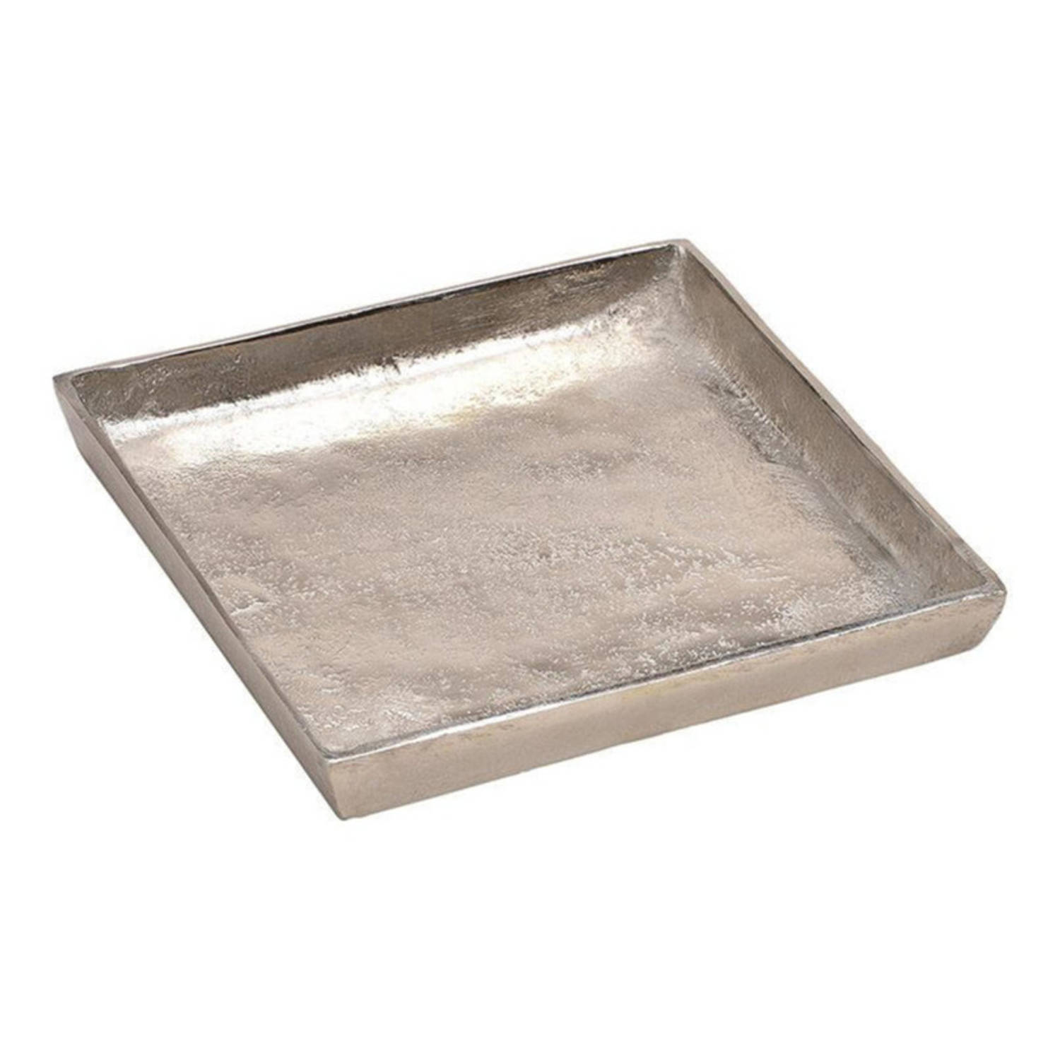 Aluminium Plateau Zilver Vierkant 20 X 20 Cm - Dienbladen - Kaarsenplateau - Silver