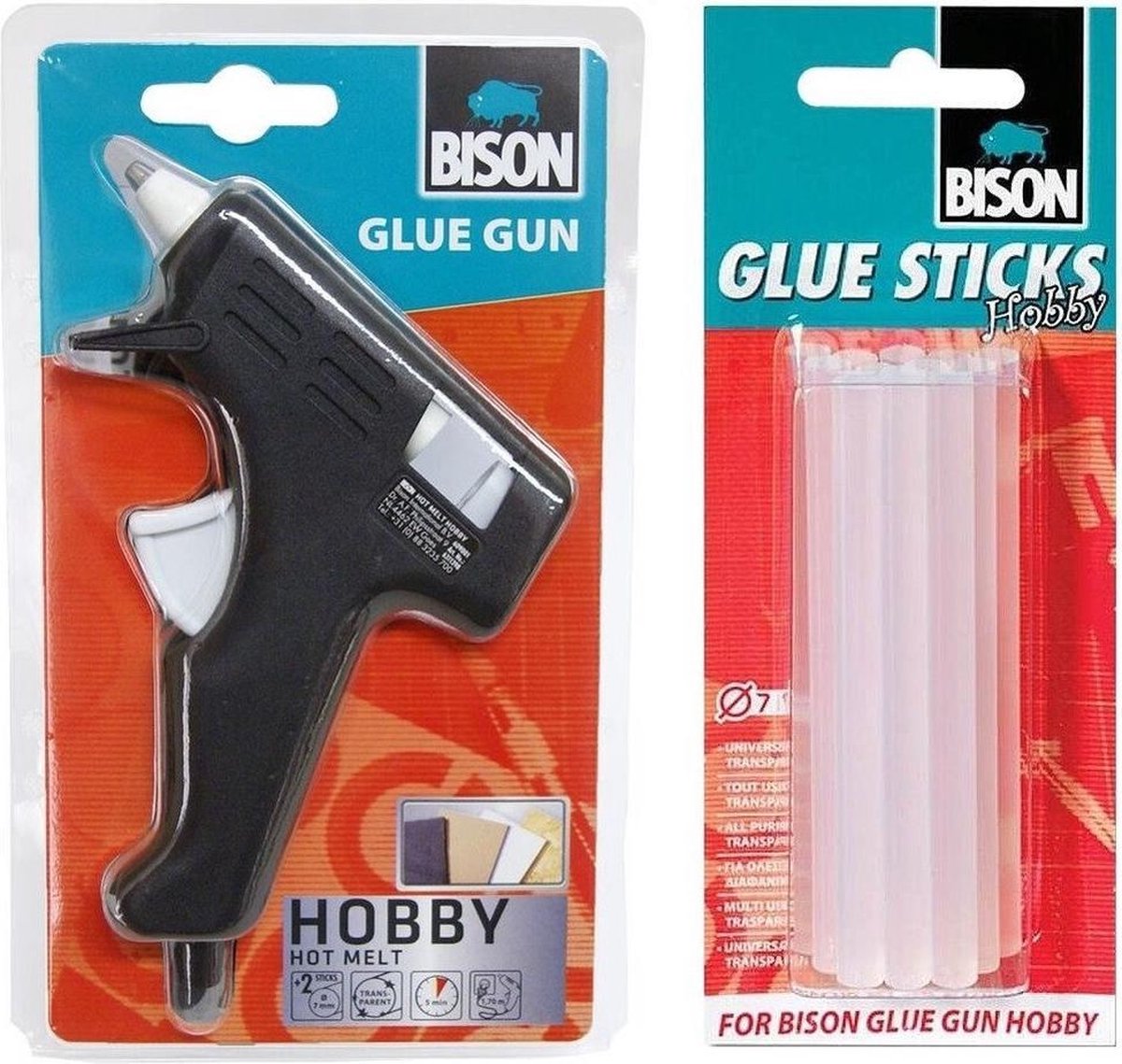 1x Bison Lijmpistool 11 Cm Met 12 Lijmpatronen - Hobby Gereedschap - Zwart