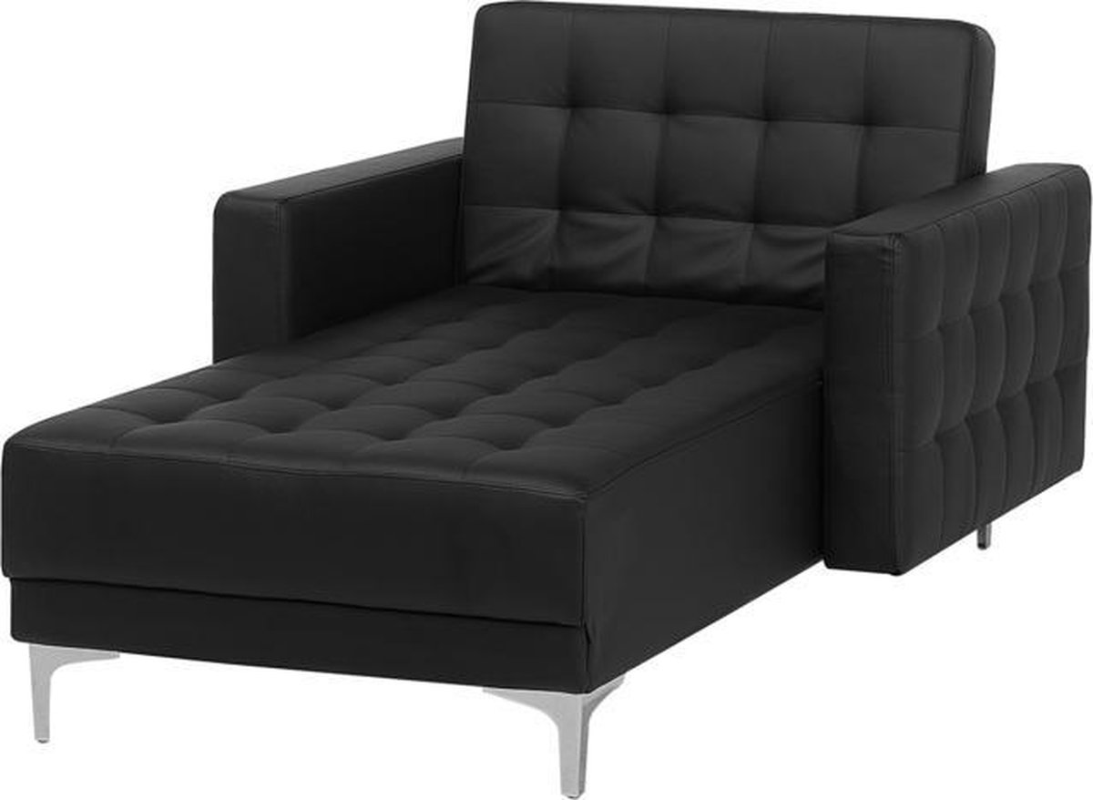 Beliani Aberdeen Chaise Longue Polyester 168 X 107 Cm - Zwart
