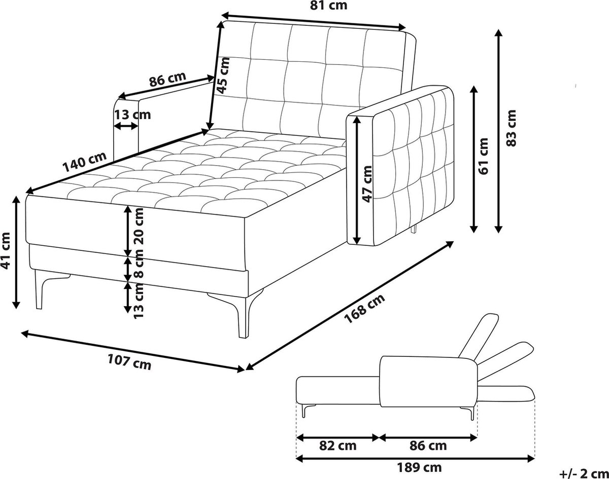 Beliani Aberdeen Chaise Longue Kunstleer 168 X 107 Cm - Bruin